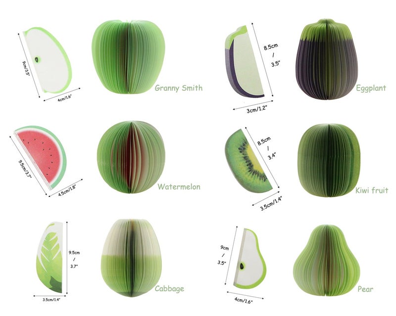 Unigift Sticky Note 3D Fruit and Vegetable Sticky Note Message Note Highlights Bookmark Suitable for Home Office School Holiday Gifts and Company Prizes 140 Sheets/Pad 13 Pads/Set - Image 4